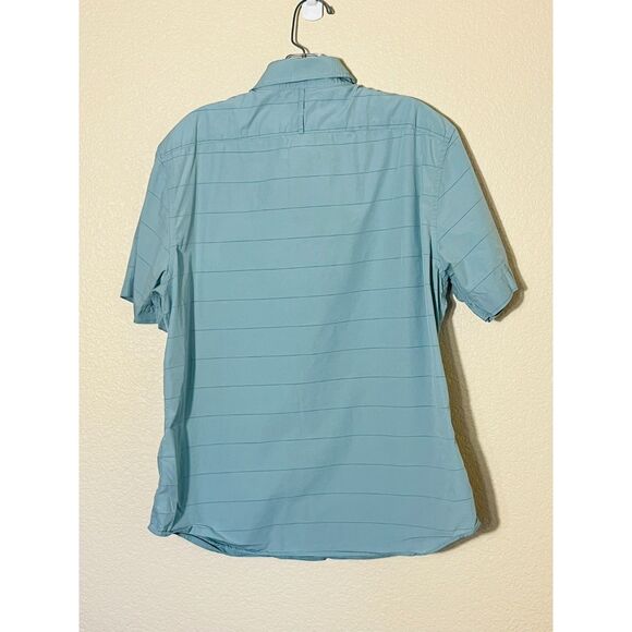 Mens Banana Republic Luxe Poplin Blue Short Sleeve Shirt Large - Picture 4 of 10